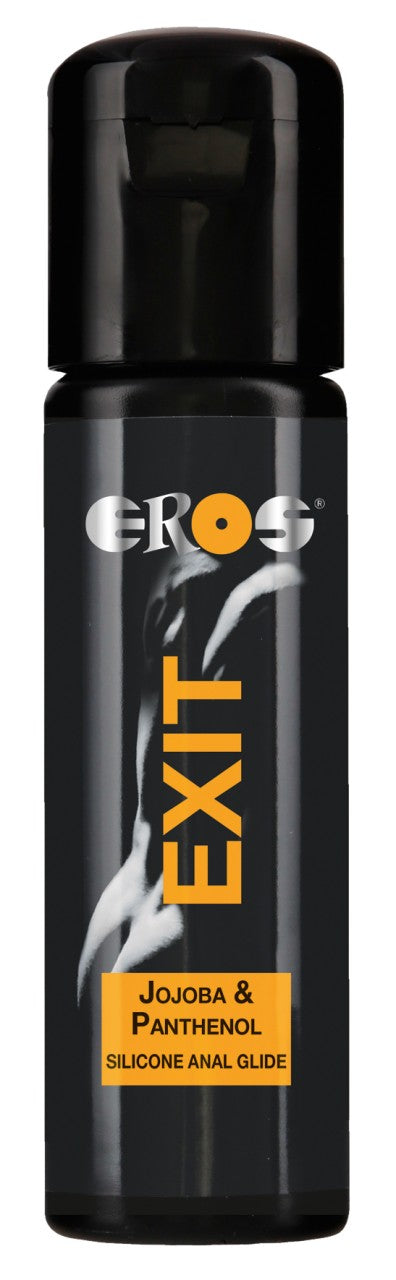 EROS EXIT Silicone Anal Glide Premium Anal-Gleitgel mit Hautpflege in der Flasche in der Vorderansicht