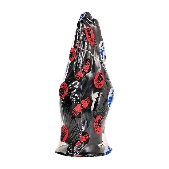 ALL BLACK Hand mit Saugfuß – schwarzer anatomischer XXL-Dildo in Form einer aufrechten Hand mit detaillierten Fingerkonturen, glatter Rückseite und verbreitertem Saugfuß in einer weiteren Produktperspektive – erhältlich bei Evoria Care