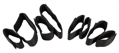 Bad Kitty Arm & Leg Restraints schwarze Arm- und Beinfesseln mit breiten Manschetten, verstellbaren Riemen und Befestigungselementen in freigestellter Gesamtansicht – erhältlich bei Evoria Care