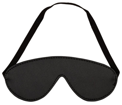 Bad Kitty Ganzkörper-Bondage-Set schwarze Augenmaske mit geschwungener Form, blickdichter Augenpartie und schmalem elastischem Kopfband in freigestellter Vorderansicht – erhältlich bei Evoria Care