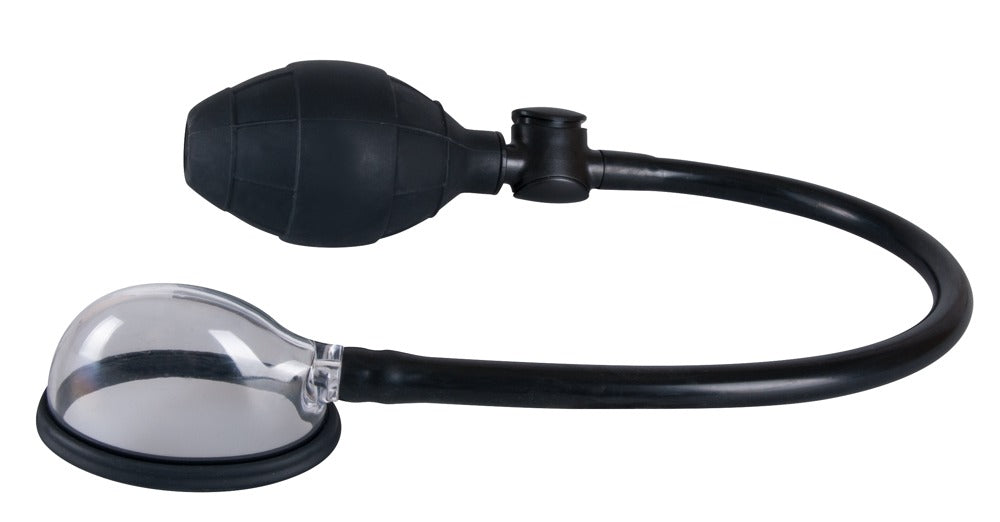 Bad Kitty Pussy Sucker Mini Vaginasauger mit schwarzem Pumpball, flexiblem Verbindungsschlauch und transparentem Saugaufsatz – erhältlich bei Evoria Care