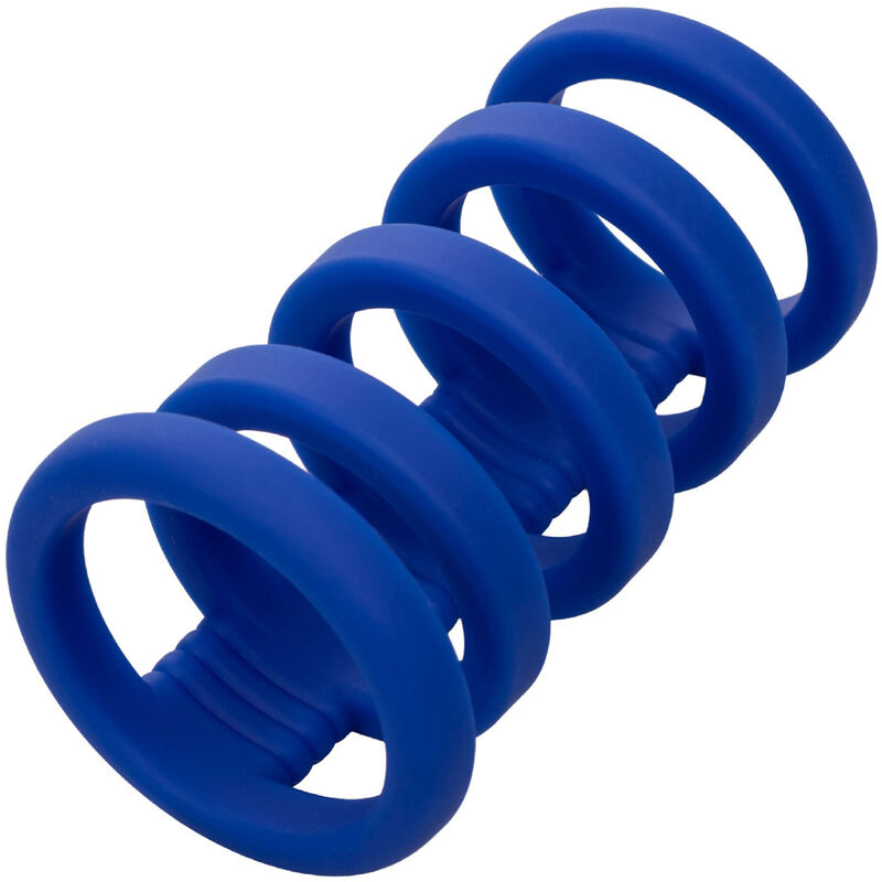 CalExotics Admiral Xtreme Cage elastisches Multi-Ring-System in Blau mit mehreren verbundenen Ringen in der Gesamtansicht – erhältlich bei Evoria Care