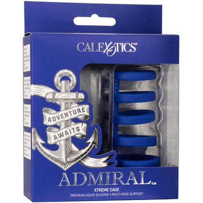 CalExotics Admiral Xtreme Cage elastisches Multi-Ring-System in Blau in der Originalverpackung – erhältlich bei Evoria Care