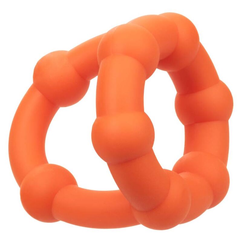 CalExotics Alpha Liquid Silicone All Star Doppelring in Orange in schräger Perspektivansicht – erhältlich bei Evoria Care