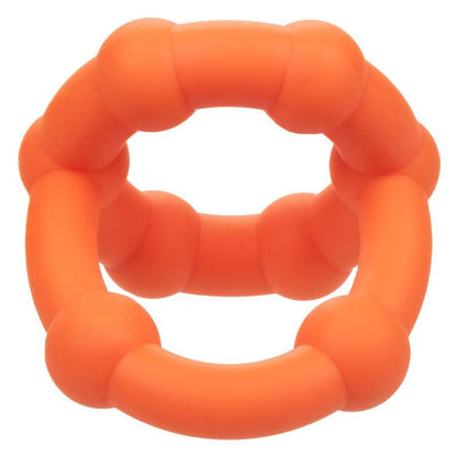 CalExotics Alpha Liquid Silicone All Star Doppelring in Orange mit flexibler Struktur in der Vorderansicht – erhältlich bei Evoria Care