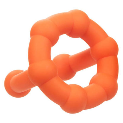 CalExotics Alpha Liquid Silicone All Star Penis- & Hodenring in Orange in schräger Perspektivansicht – erhältlich bei Evoria Care