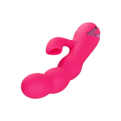 CALEXOTICS California Dreaming Oceanside Orgasm Vibrator in Pink mit geschwungener Form in der Rückansicht – erhältlich bei Evoria Care