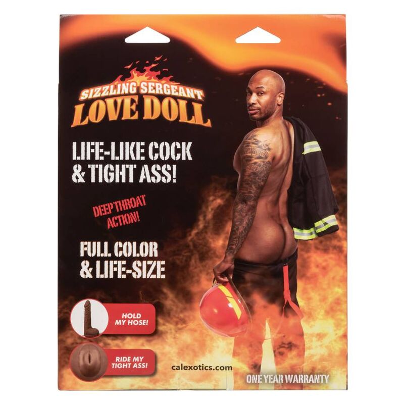 CALEXOTICS Sizzling Sergeant Love Doll Model 2 aufblasbare Liebespuppe in der Originalverpackung von vorne – erhältlich bei Evoria Care
