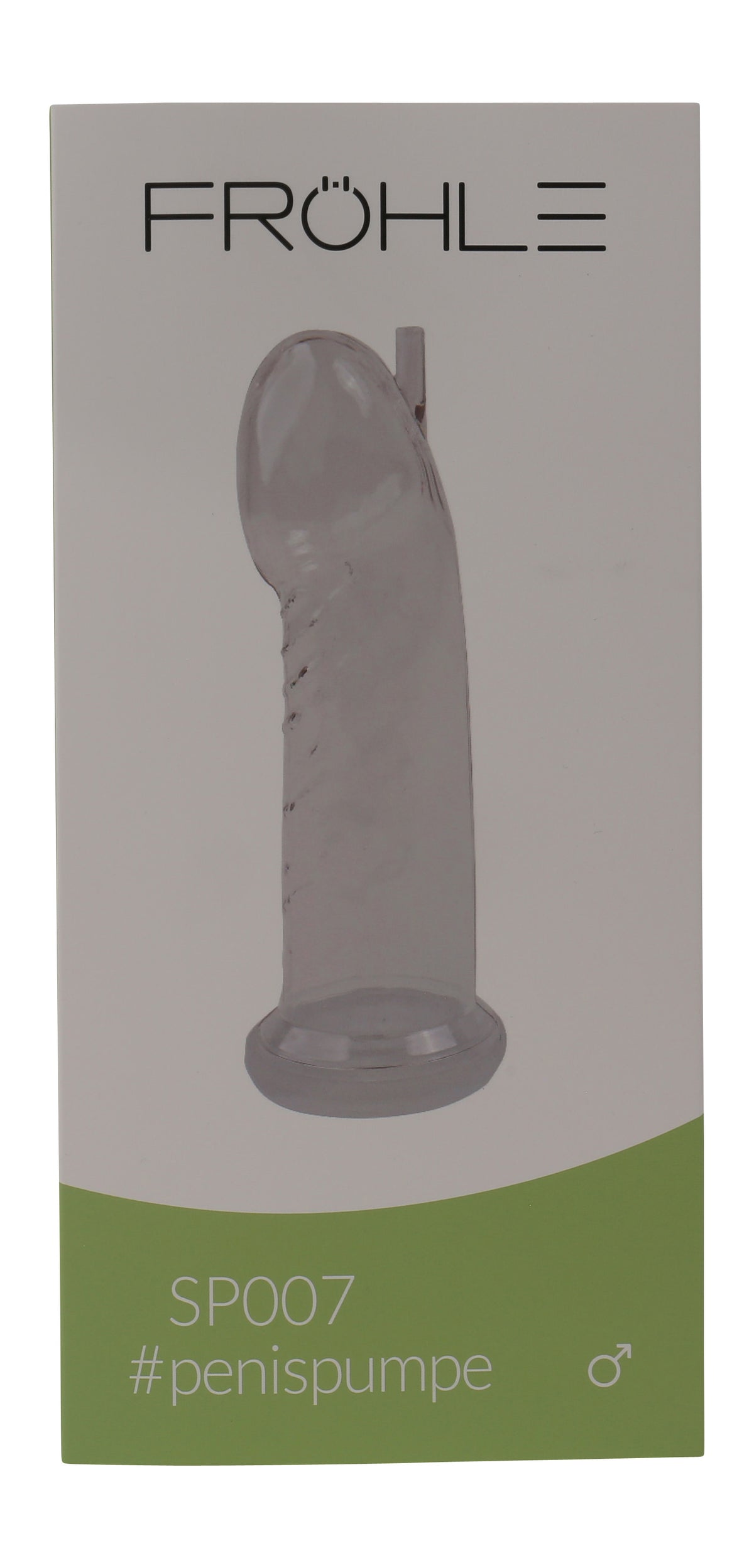 FRÖHLE Comfort-Fit – weitere Ansicht der Originalverpackung mit Produktabbildung des transparenten anatomischen Vakuumzylinders – erhältlich bei Evoria Care