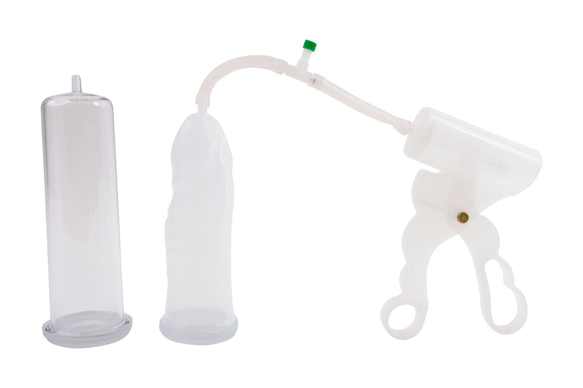 FRÖHLE Duo Extreme Penispumpen-Set – Produktübersicht mit zwei transparenten Pumpzylindern, Handpumpe und Verbindungsschläuchen auf weißem Hintergrund – erhältlich bei Evoria Care