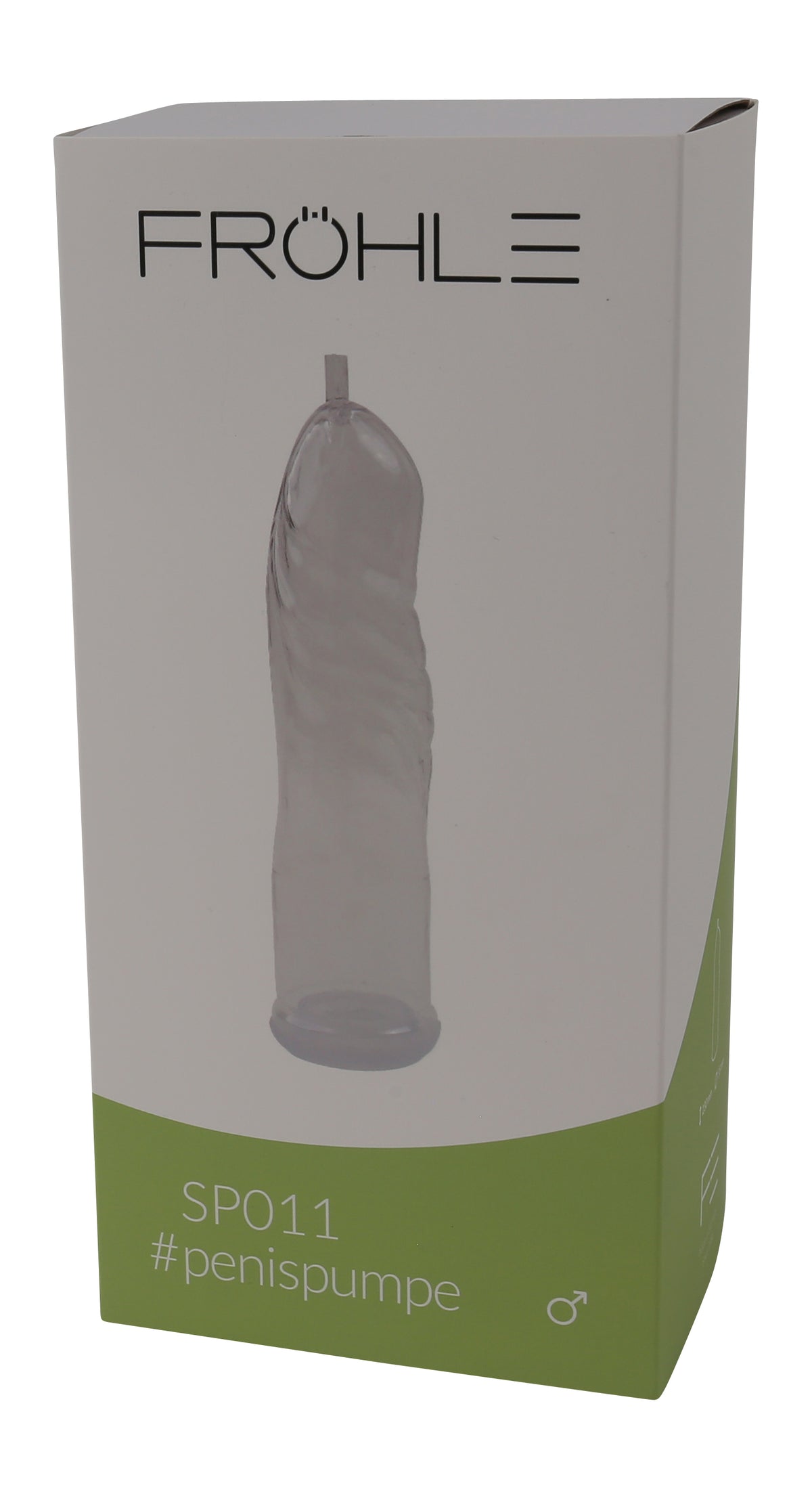 FRÖHLE Power Penispumpen-Zylinder – Vorderansicht der grün-grauen Originalverpackung mit FRÖHLE Markenlogo und Produktabbildung – erhältlich bei Evoria Care