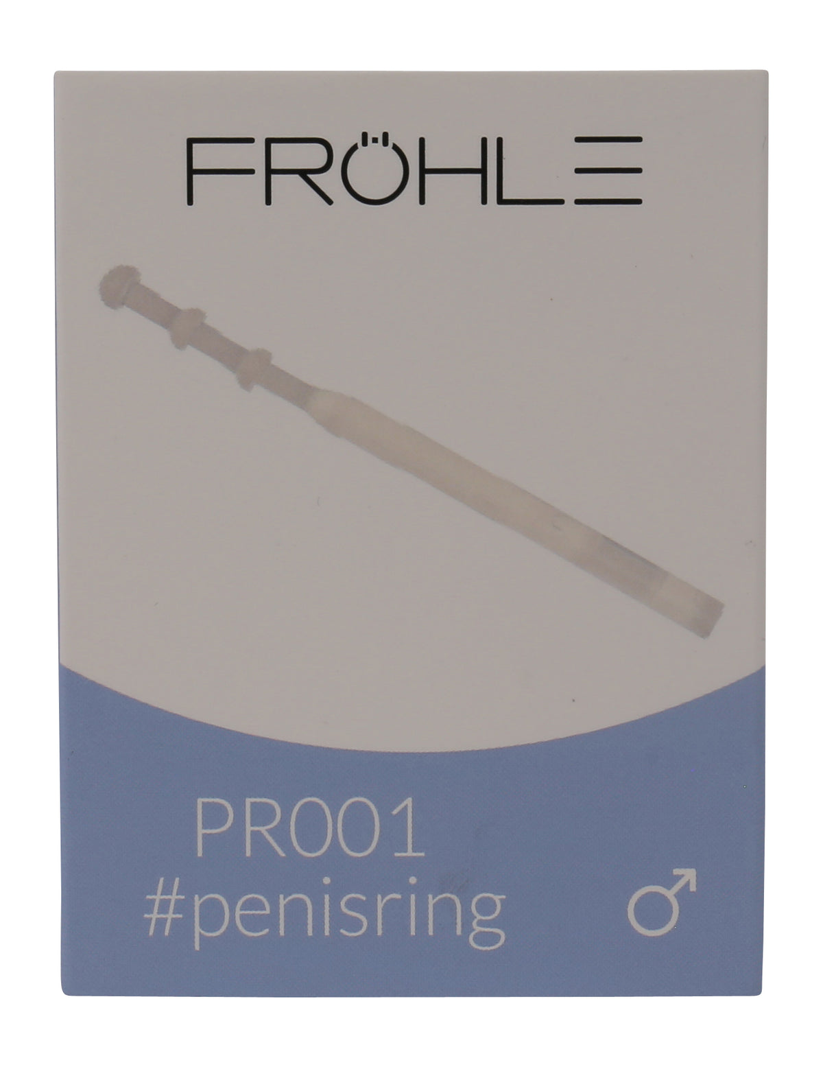 FRÖHLE Verstellbarer Penisring – weitere Ansicht der grau-blauen Originalverpackung mit Produktabbildung und Markenbeschriftung – erhältlich bei Evoria Care