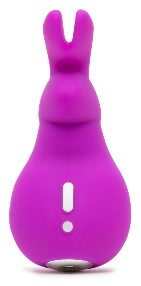 Happy Rabbit Clitoral Vibe in Lila – Rückansicht mit zwei Bunny-Ohren, rundlicher Form und integriertem Bedienelement – erhältlich bei Evoria Care