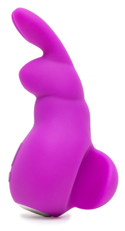 Happy Rabbit Clitoral Vibe in Lila – Seitenansicht mit geschwungenem Stimulationskopf, flexiblen Bunny-Ohren und kompakter Form – erhältlich bei Evoria Care