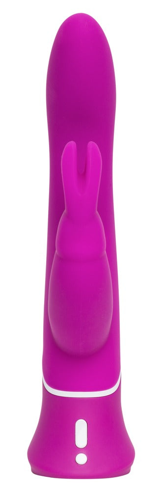 Happy Rabbit Curve in Lila – Frontansicht mit geschwungenem Hauptschaft und seitlichem Bunny-Klitorisreizer – erhältlich bei Evoria Care
