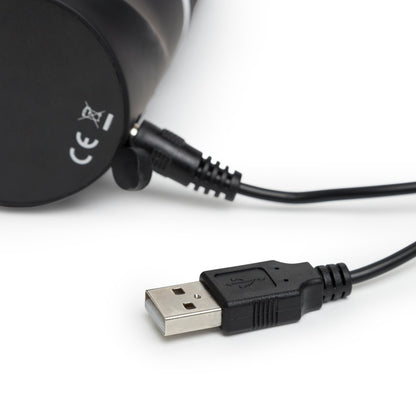 Happy Rabbit Realistic in Schwarz – G-Punkt-Vibrator mit Bunny-Klitorisreizer und zugehörigem USB-Ladekabel – erhältlich bei Evoria Care