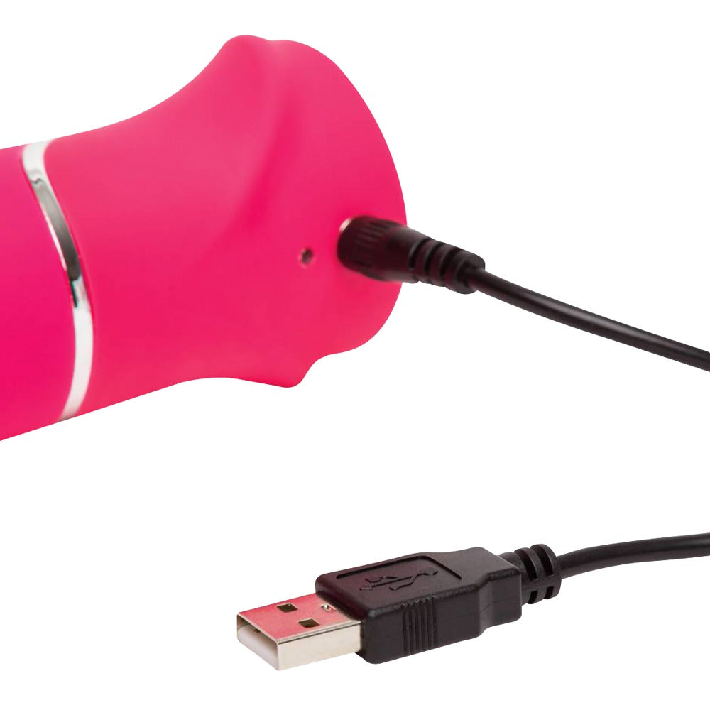 Happy Rabbit Thrusting Rabbit in Pink – Rabbitvibrator mit Stoßfunktion und zugehörigem USB-Ladekabel – erhältlich bei Evoria Care
