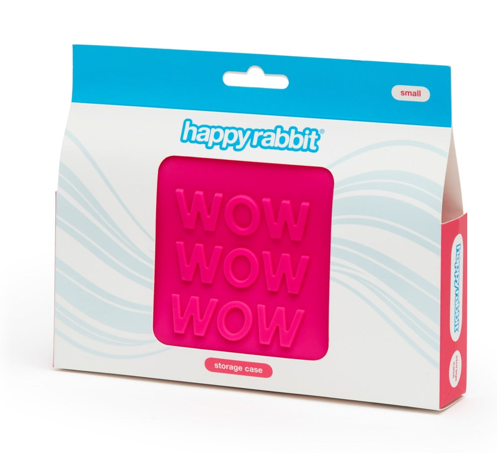 Happy Rabbit Zip Bag in Pink – abschließbare Toy-Aufbewahrung aus Silikon in der Verkaufsverpackung – erhältlich bei Evoria Care