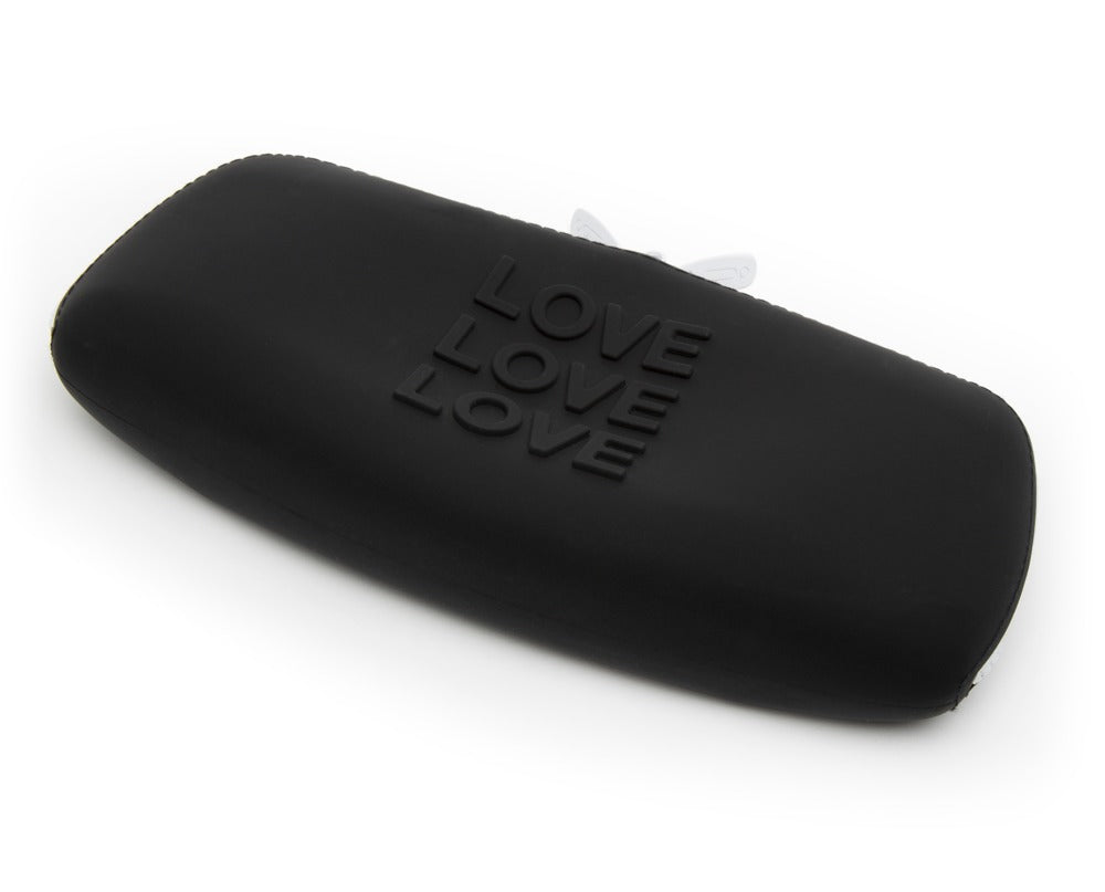Happy Rabbit Zip Bag in Schwarz – schräge Ansicht der Silikon-Toy-Aufbewahrung mit Reißverschluss – erhältlich bei Evoria Care