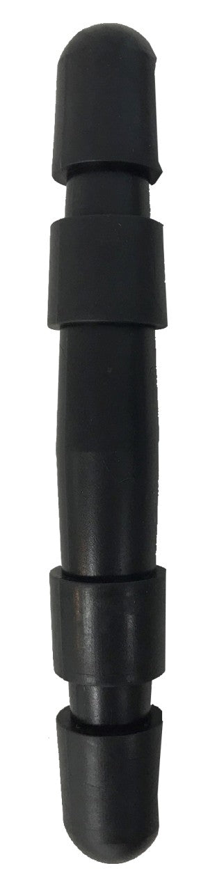 HUNG SYSTEM Insert Easy Double – schwarzer PVC-Doppeldildo mit geradem, länglichem Schaft, zwei abgerundeten Enden, abgestuften Verdickungen und glatter Oberfläche in aufrechter Produktansicht auf weißem Hintergrund – erhältlich bei Evoria Care