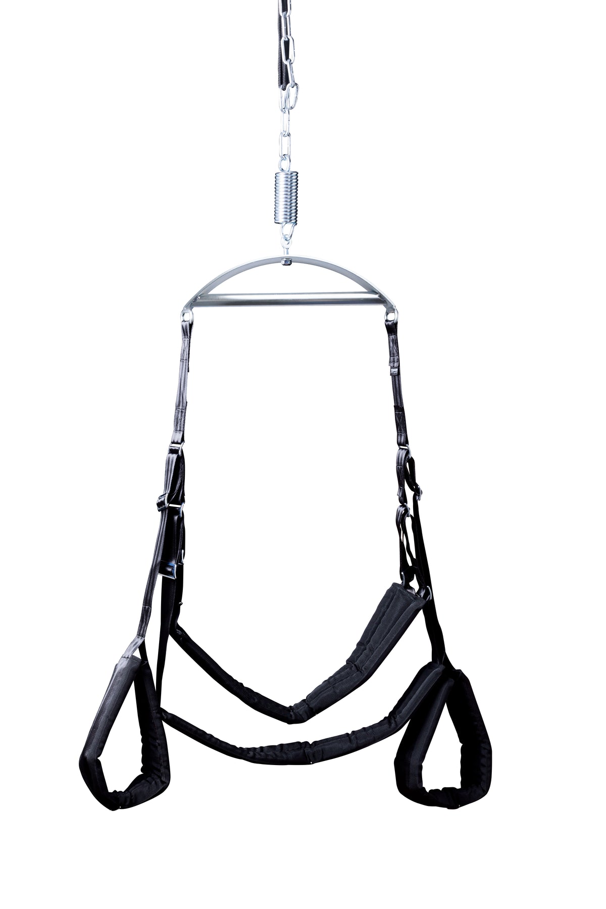 JOYDIVISION LOVESWING Multi Vario – verstellbare schwarze Liebesschaukel mit mehreren Halteschlaufen, flexiblen Gurten und zentraler Aufhängung in vollständiger Produktansicht auf weißem Hintergrund – erhältlich bei Evoria Care