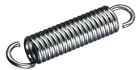 JOYDIVISION LOVESWING – silberfarbene Partnerfeder aus Metall für Liebesschaukeln mit einer Belastbarkeit bis 200 kg, eng gewickelter Stahlspirale und zwei geschlossenen Befestigungsösen in diagonaler Produktansicht auf weißem Hintergrund – erhältlich bei Evoria Care