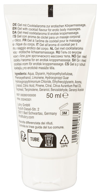 Lick it! Sex on the Beach wasserbasiertes Gleitgel – Rückansicht der weißen Tube mit aufgedruckten Produktinformationen – erhältlich bei Evoria Care