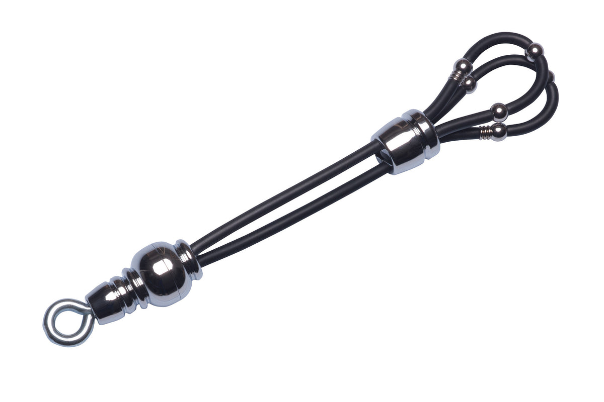MALESATION Double Loop Hook Single – Einzelansicht des schwarzen Doppel-Penisrings mit zwei Schlaufen, Verbindungselementen und Gewichtsöse – erhältlich bei Evoria Care