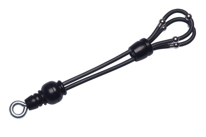 MALESATION Double Loop Hook Single – Einzelansicht des schwarzen Doppel-Penisrings mit zwei Schlaufen, Verbindungselementen und Öse – erhältlich bei Evoria Care