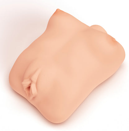 MALESATION Real Boobs + Pussy – hautfarbener realistischer Masturbator mit anatomisch geformter Brust- und Vaginalnachbildung in schräger Produktansicht auf weißem Hintergrund – erhältlich bei Evoria Care