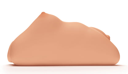 MALESATION Real Boobs + Pussy – seitliche Ansicht des hautfarbenen Masturbators mit körpernah geformter Silhouette und erhabenen anatomischen Konturen – erhältlich bei Evoria Care