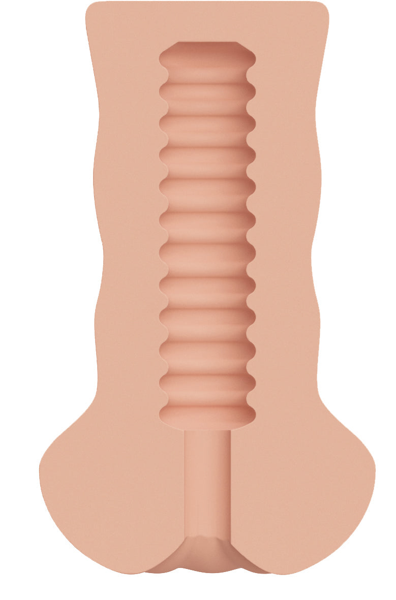 MALESATION Real Bumpy Ass Stroker – längliche Schnittdarstellung des hautfarbenen Anal-Masturbators mit strukturiertem Innenkanal und ausgeprägten Stimulationsnoppen – erhältlich bei Evoria Care