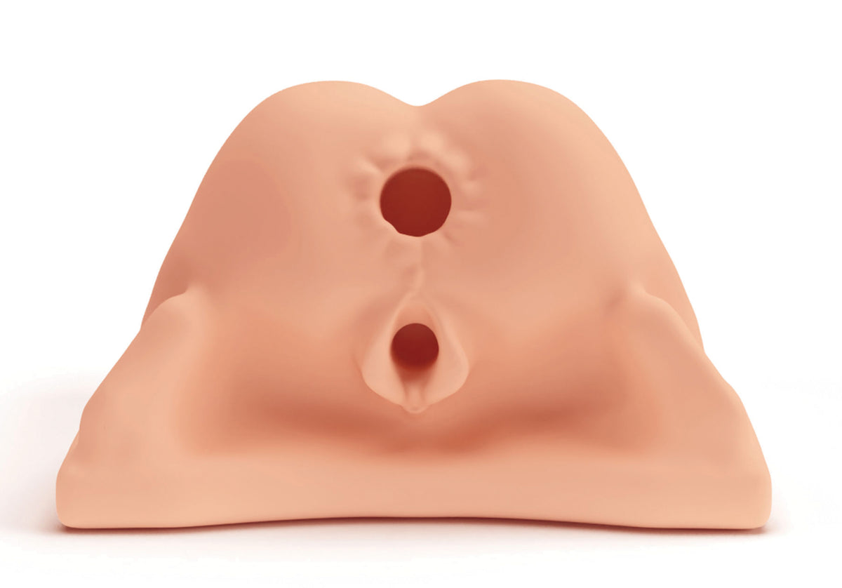 MALESATION Real Doggy Style – frontale Nahaufnahme des hautfarbenen Masturbators mit zwei anatomisch geformten Intimöffnungen und plastisch ausgearbeiteten Hautkonturen – erhältlich bei Evoria Care