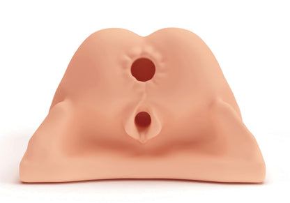 MALESATION Real Doggy Style – frontale Nahaufnahme des hautfarbenen Masturbators mit zwei anatomisch geformten Intimöffnungen und plastisch ausgearbeiteten Hautkonturen – erhältlich bei Evoria Care