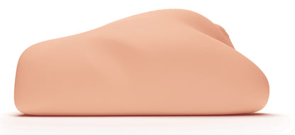 MALESATION Real Tight Pussy – seitliche Ansicht des hautfarbenen Vaginal-Masturbators mit flacher Basis und abgerundeter anatomischer Form auf weißem Hintergrund – erhältlich bei Evoria Care