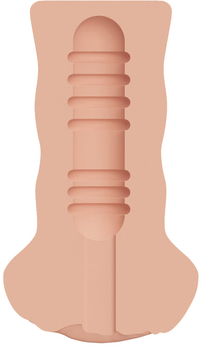 MALESATION Real Tight Pussy Stroker – längliche Schnittdarstellung des hautfarbenen Vaginal-Masturbators mit strukturiertem Innenkanal und ausgeprägten Stimulationsnoppen – erhältlich bei Evoria Care