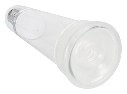 Mister Boner Automatic Pump – Detailansicht der breiten Öffnung des transparenten Pumpzylinders – erhältlich bei Evoria Care