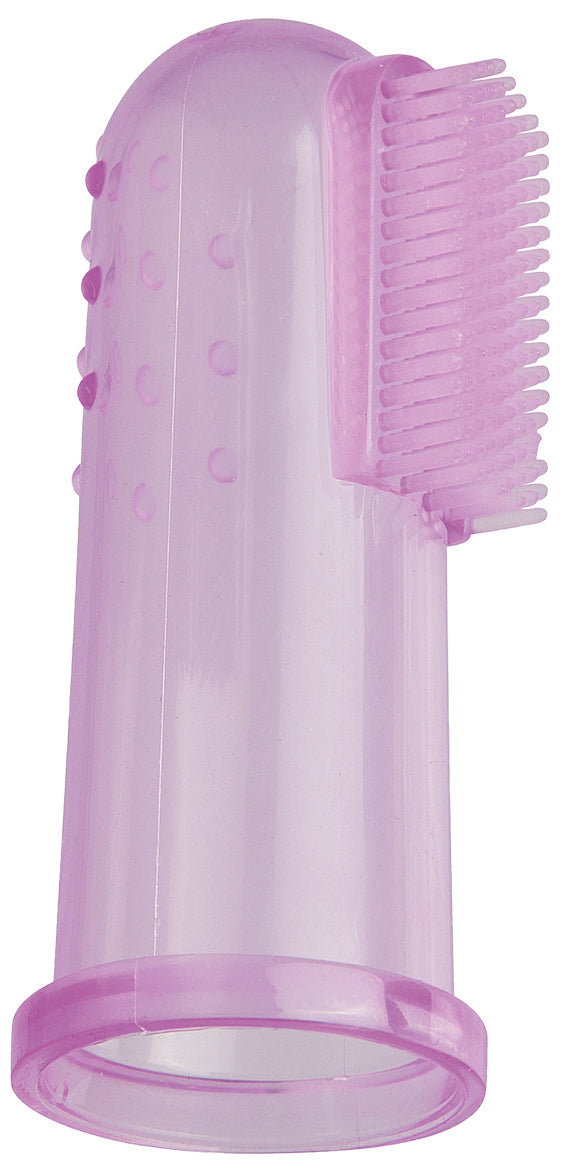 ONE NIGHT STAND Clito-Finger – transparenter rosafarbener Fingervibrator mit länglicher Fingerhülse, geriffelter Stimulationsfläche und abgerundeter Spitze in aufrechter Produktansicht auf weißem Hintergrund – erhältlich bei Evoria Care