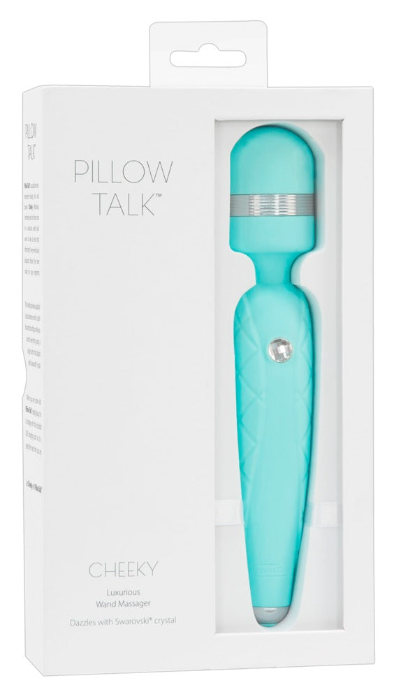 Pillow Talk Cheeky Wand Massager in Mint – Produktdarstellung in der weißen Pillow Talk Verpackung – erhältlich bei Evoria Care
