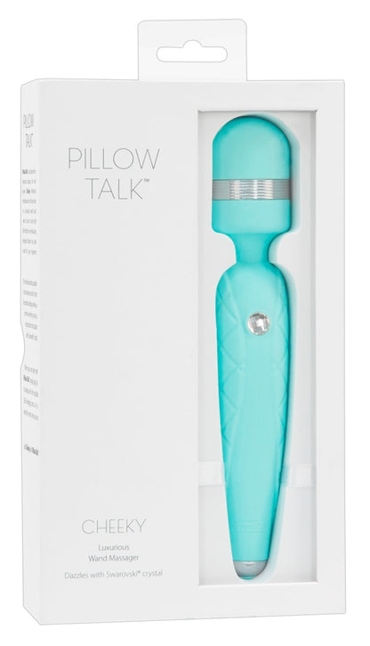 Pillow Talk Cheeky Wand Massager in Mint – Produktdarstellung in der weißen Pillow Talk Verpackung – erhältlich bei Evoria Care