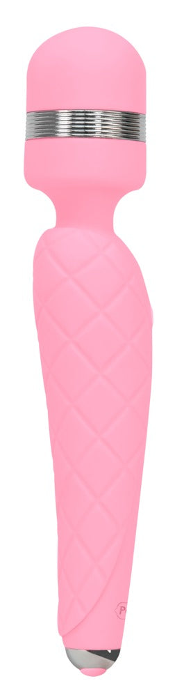 Pillow Talk Cheeky Wand Massager in Pink – Frontansicht mit rundem Massagekopf und schlankem ergonomischem Griff – erhältlich bei Evoria Care