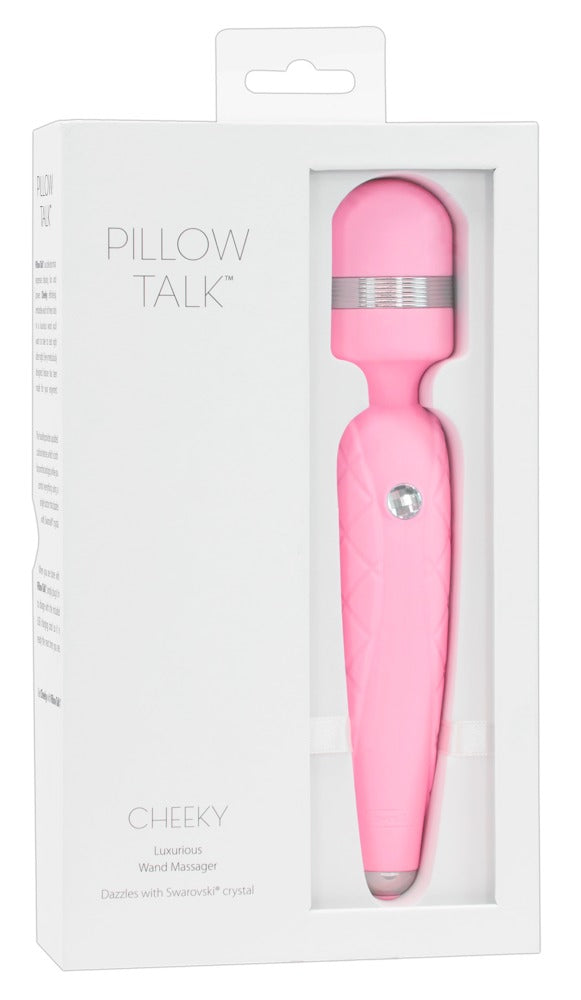 Pillow Talk Cheeky Wand Massager in Pink – Produktdarstellung in der weißen Pillow Talk Verpackung – erhältlich bei Evoria Care