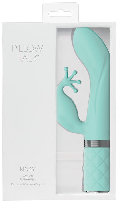 Pillow Talk Kinky Rabbit Vibrator mit Krönchen-Stimulator in Mint – Produktdarstellung in der Pillow Talk Verpackung – erhältlich bei Evoria Care