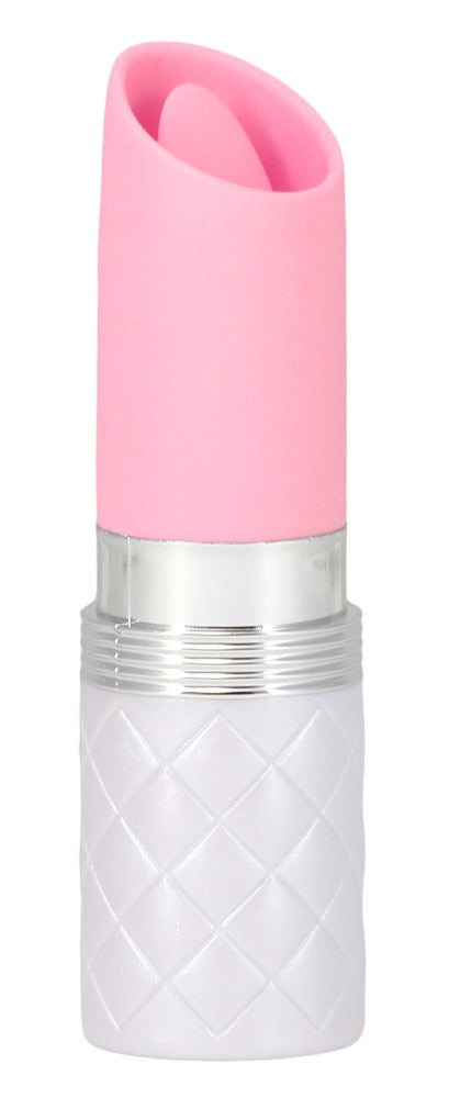 Pillow Talk Lusty Mini-Vibrator – geöffnete Produktansicht in Weiß und Pink mit sichtbarem Stimulationsbereich – erhältlich bei Evoria Care