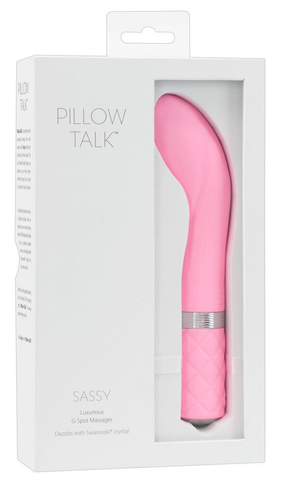 Pillow Talk Sassy G-Punkt-Vibrator in Pink – Produktdarstellung in der weißen Pillow Talk Verpackung – erhältlich bei Evoria Care