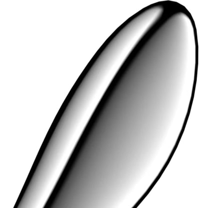 Satisfyer Star Force 3 – vergrößerte Detailansicht der hochglänzenden silberfarbenen Oberfläche mit sanft gewölbter Form, spiegelnden Lichtreflexionen und glattem Übergang zum schlanken Schaft – erhältlich bei Evoria Care