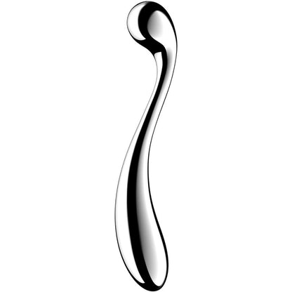 Satisfyer Star Force 4 – silberfarbener Intimstimulator mit hochglänzender Metalloptik, langem ergonomisch geschwungenem Schaft und kugelförmig abgerundetem Stimulationskopf in schräger Produktansicht auf weißem Hintergrund – erhältlich bei Evoria Care