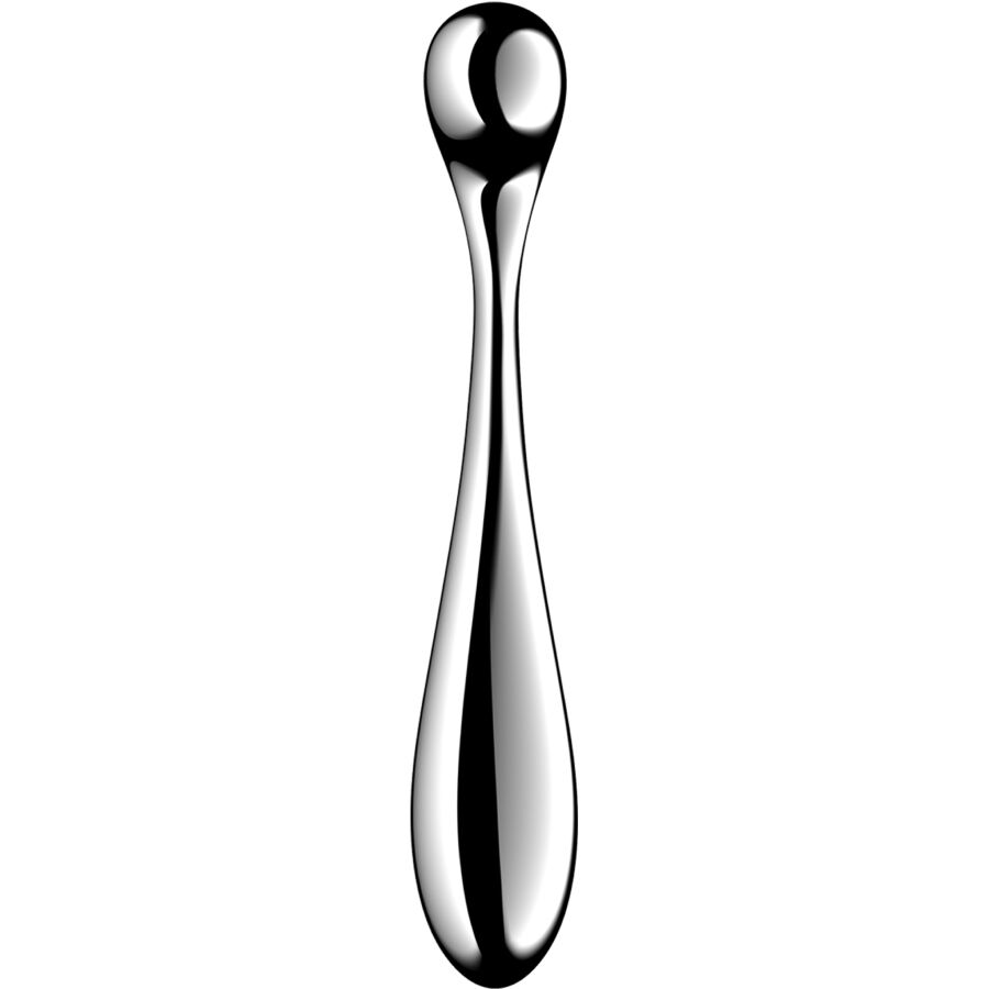 Satisfyer Star Force 4 – schlanker silberfarbener Intimstimulator mit spiegelnder Oberfläche, langem geschwungenem Griff und kugelförmigem Stimulationskopf in aufrechter Vorderansicht auf weißem Hintergrund – erhältlich bei Evoria Care