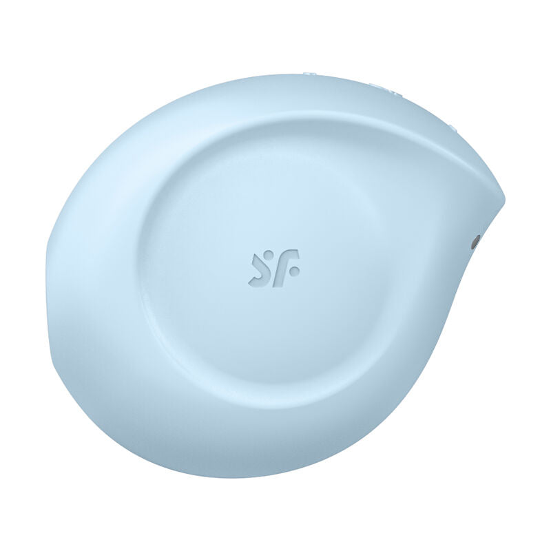 Satisfyer Sugar Rush – hellblauer Klitorisstimulator mit ovaler Stimulationsöffnung, abgerundetem Rand und innenliegendem Stimulationsbereich in vergrößerter Detailansicht auf weißem Hintergrund – erhältlich bei Evoria Care