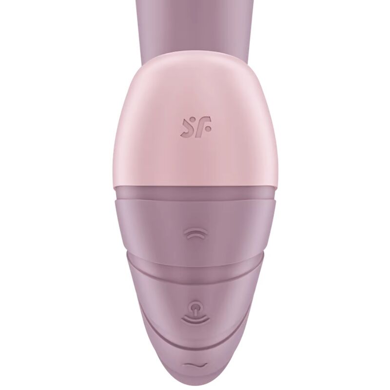 Satisfyer Supernova – rosafarbener Dual-Vibrator mit ovalem Griffgehäuse, mehreren sichtbaren Bedientasten und glatter Oberfläche in aufrechter Unteransicht auf weißem Hintergrund – erhältlich bei Evoria Care